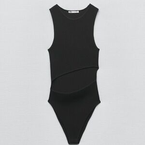 Zara Seamless Black Textured Bodysuit